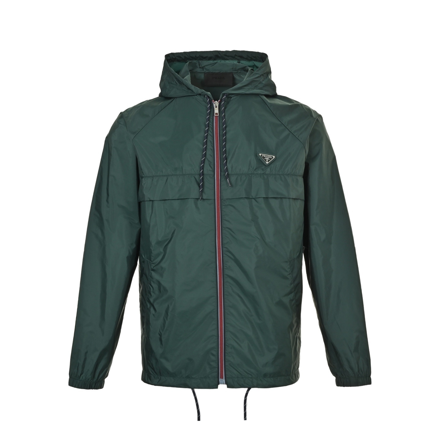 Prada 25Fw triangle logo contrast zip recycled nylon hooded jacket