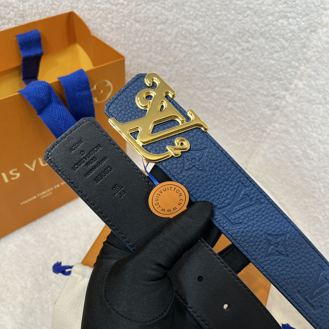 Louis Vuitton Lychee Print Men's Double-Sided Belt 4CM Width