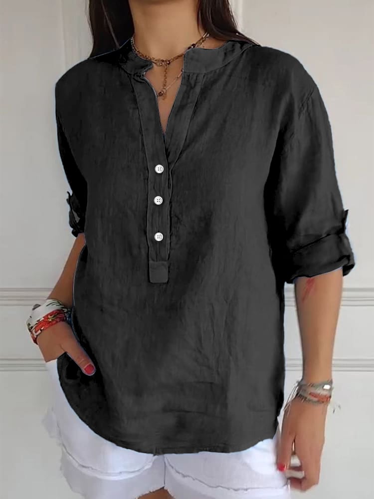 Women's Casual Loose Cotton And Linen Shirt