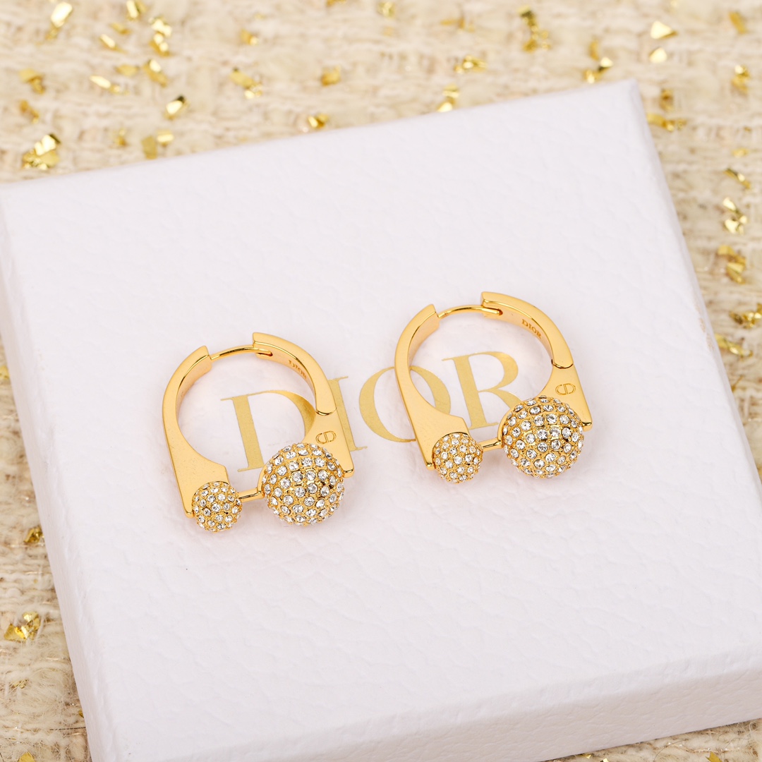 Dior large and small beads full diamond earrings
