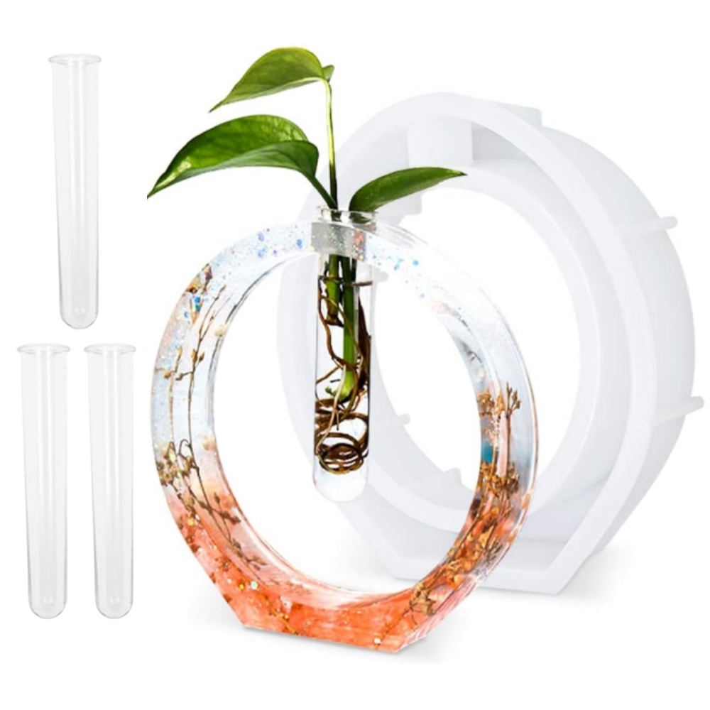 Flower Vase Silicone Molds With 3pcs Clear Test Tubes
