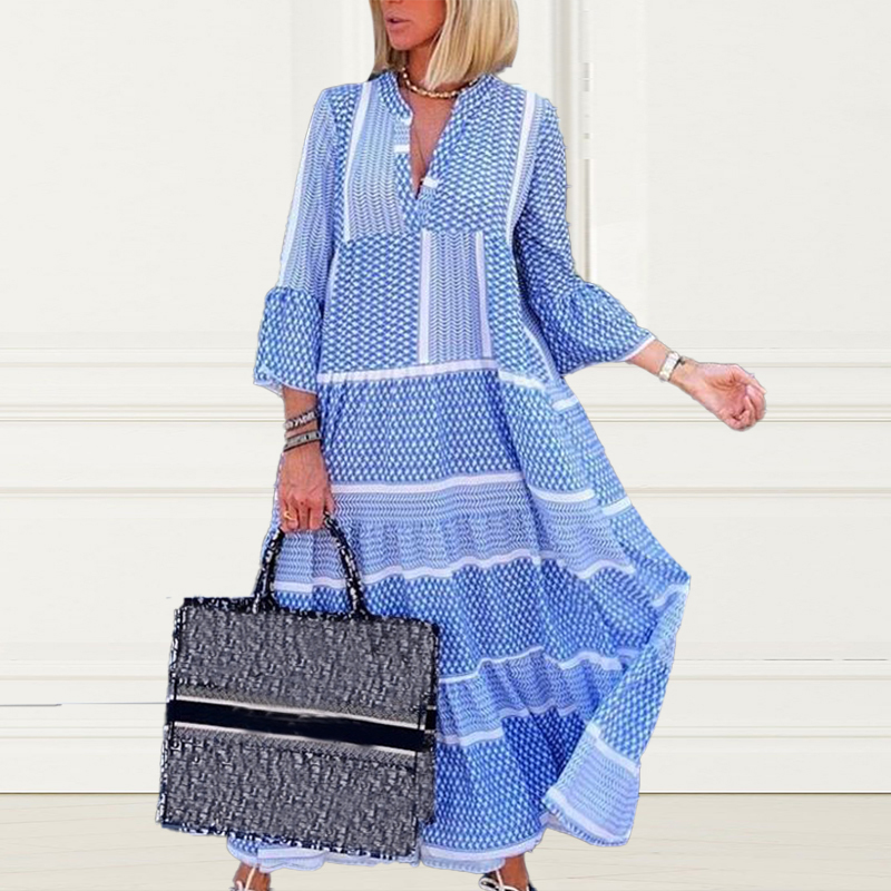 Vacation V-neck Print Dress