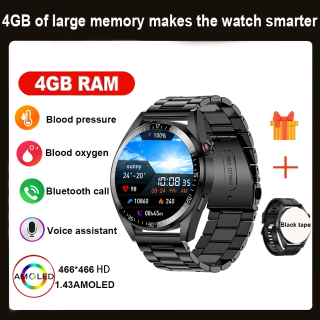 2023 New men's AMOLED Smartwatch HD Bluetooth Talk 4GB memory 466*466 full screen touch 3ATM deep waterproof smartwatch for men