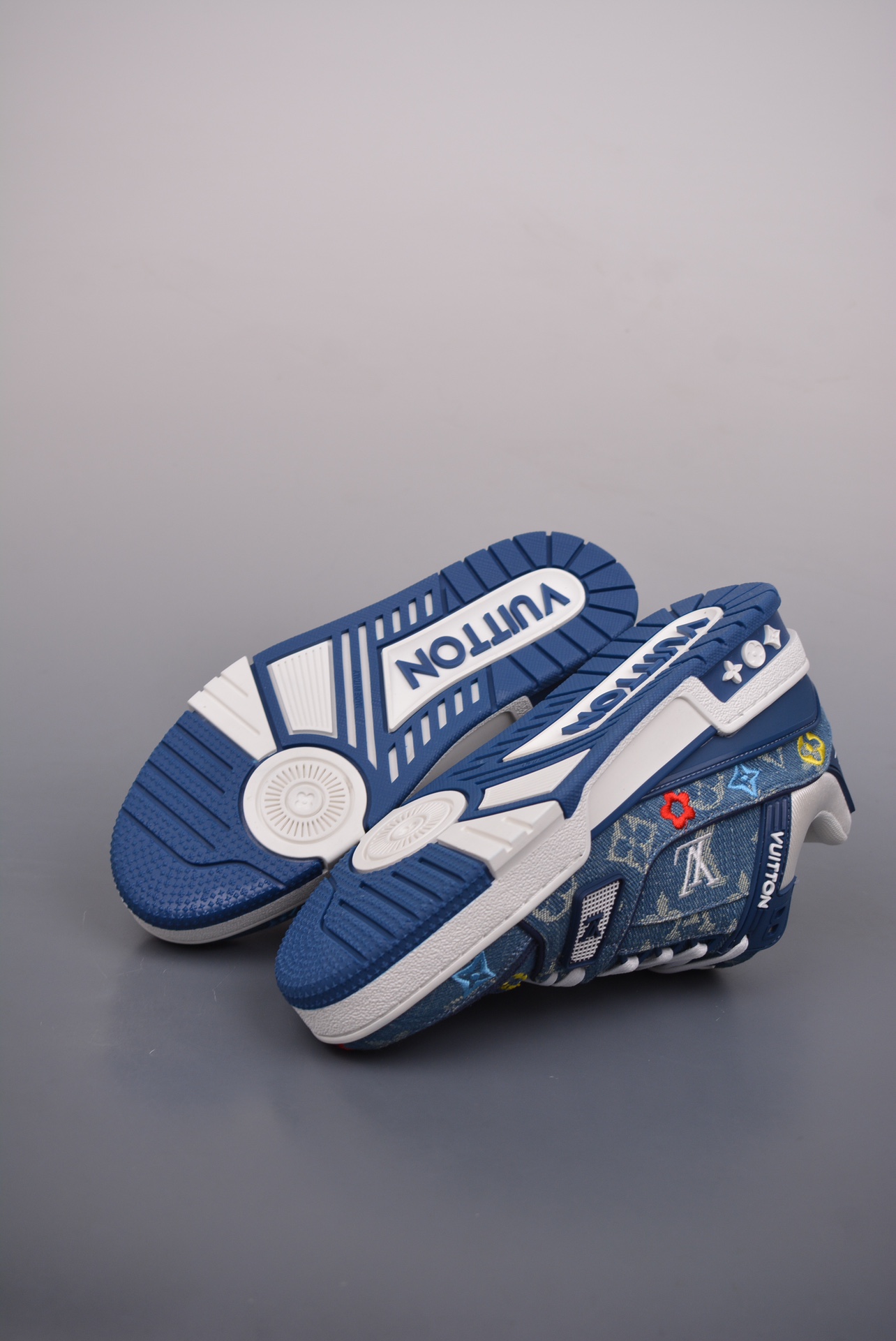Louis Vuitton Trainer Sneaker Low Denim Blue Jacquard 1A7S51