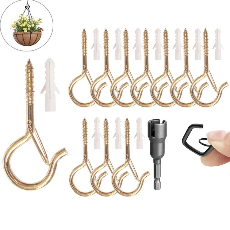 🎄🎅 Early Christmas Sale 50% OFF-10pcs Square Snap Hanging Hooks - Anti-Drop Bonsai Hooks with Safety Buckles for Christmas Rope String Lights