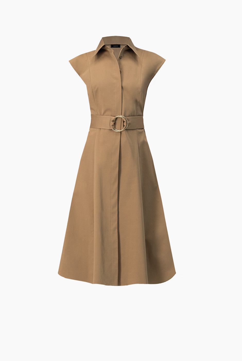 Vestido midi liso cuello camisero