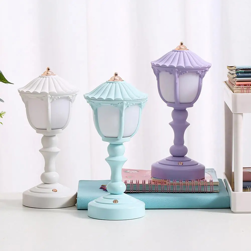 Retro Desk Night Light USB Charging Flicker Free Non-Glaring Illumination 3 Modes Table Lamp