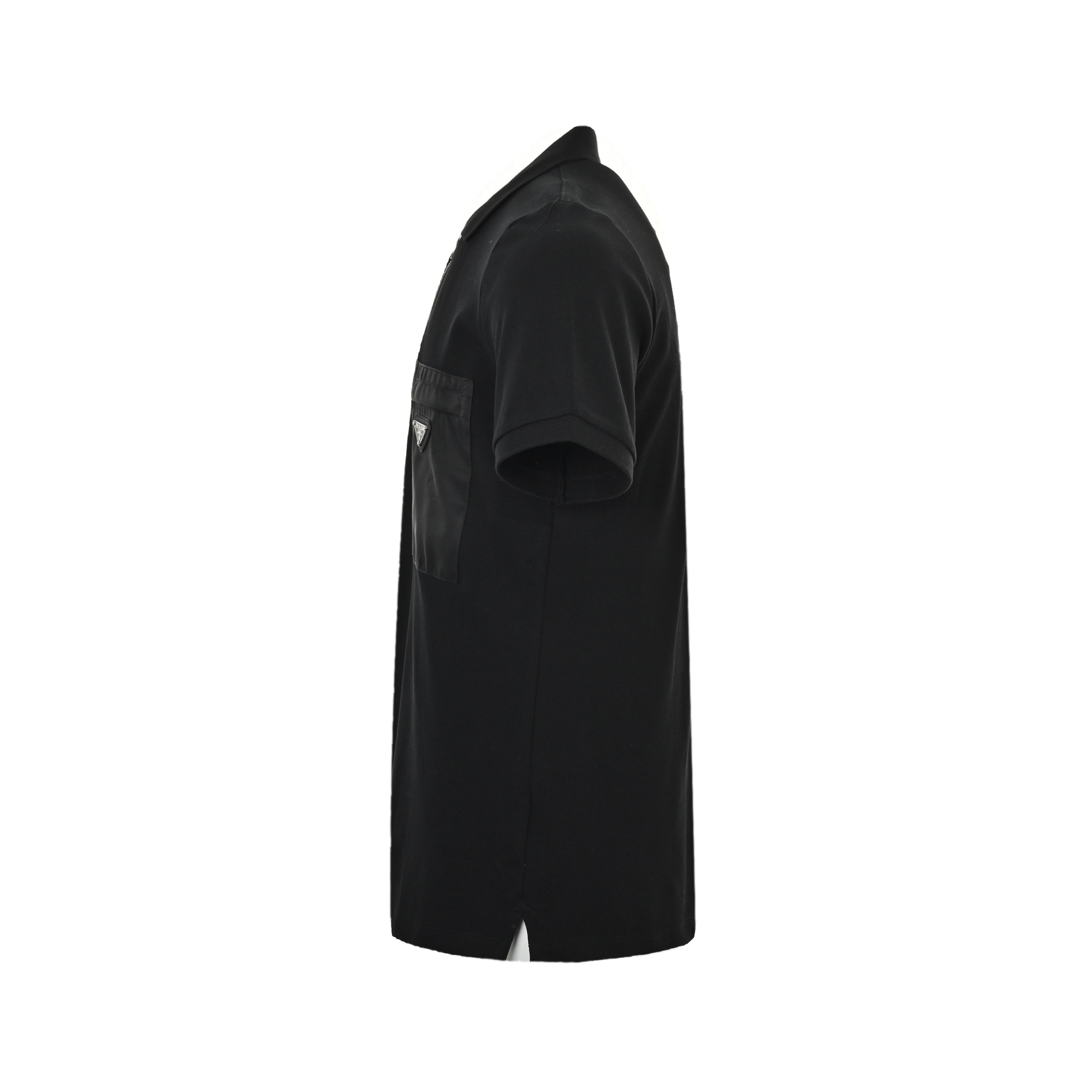 Prada 25ss triangle logo half zip polo short sleeve