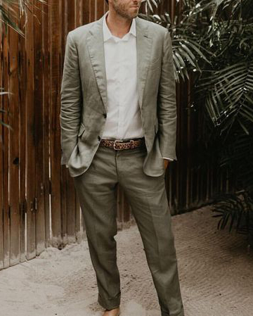 Men's Casual Solid Color Green Printed Western Long Sleeve Jacket Blazer