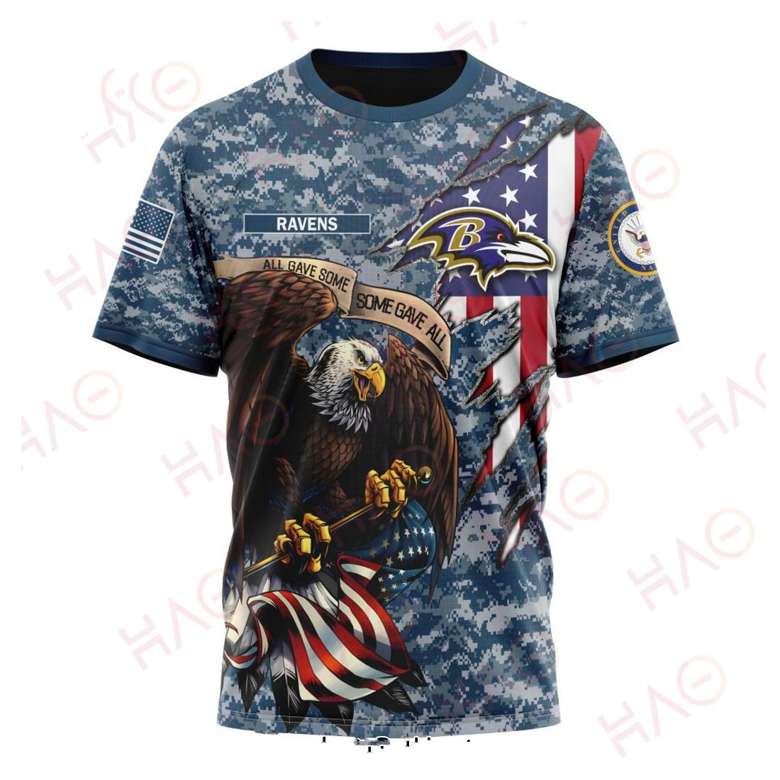 BALTIMORE RAVENS 3D HOODIE US NAVY VETERANS