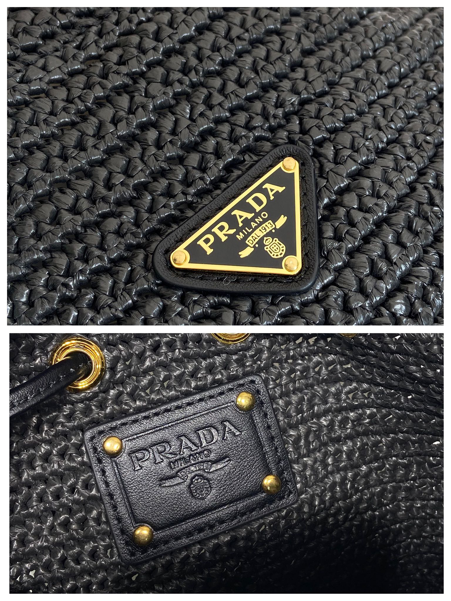 Prada Straw Bucket Bag 1BE068