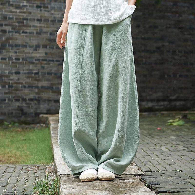 Vintage Plain Pocket Casual Lantern Pant