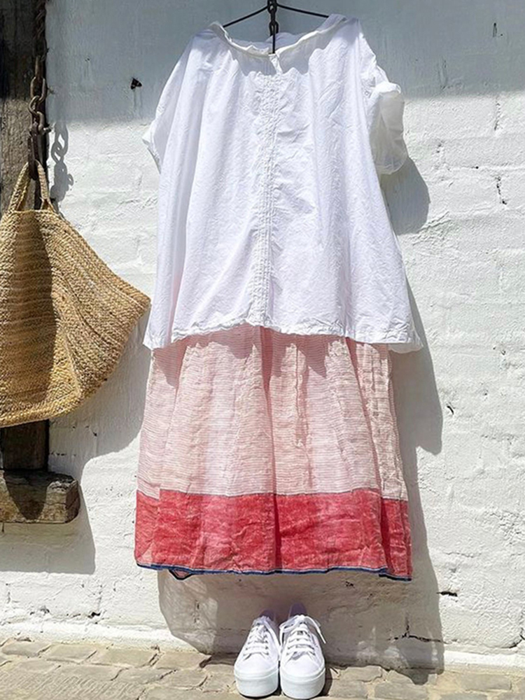 Multi Color Patchwork Comfortable Casual Strap Midi Dress