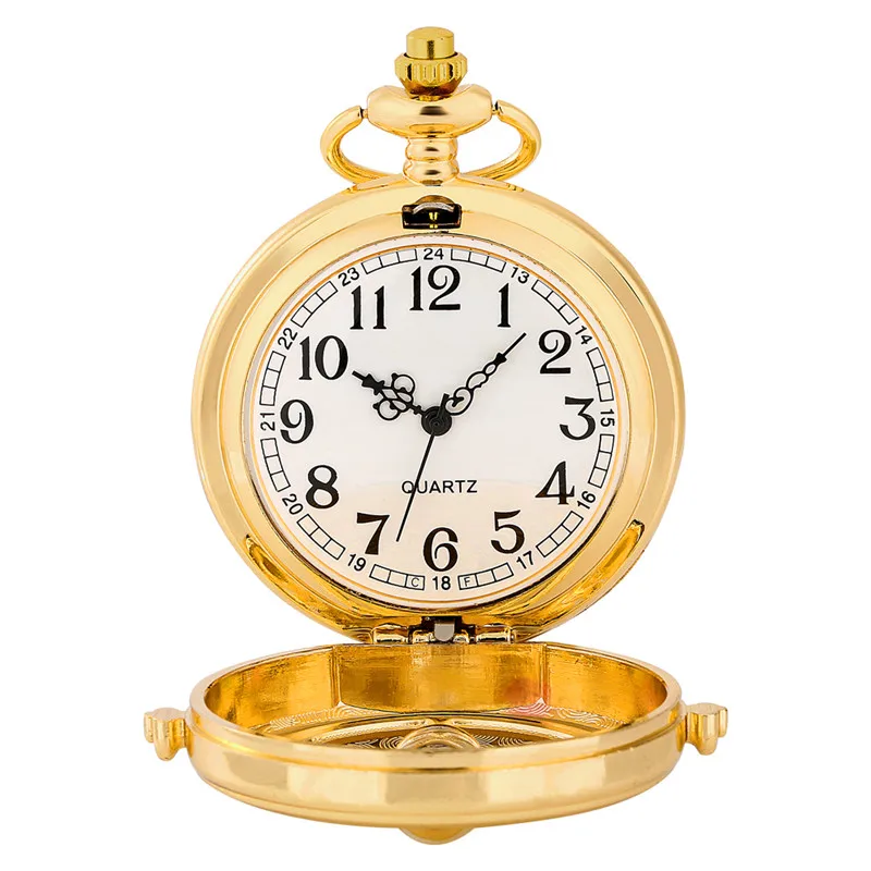 Luxury Golden Color Sandglass Design Unisex Quartz Analog Pocket Watch Fob Chain Arabic Number Timepiece Reloj De Bolsillo