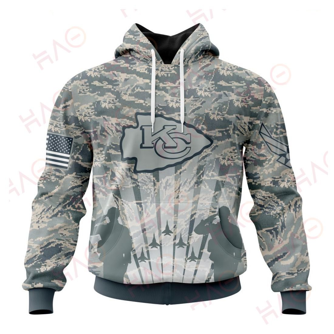 KANSAS CITY CHIEFS 3D HOODIE US AIR FORCE