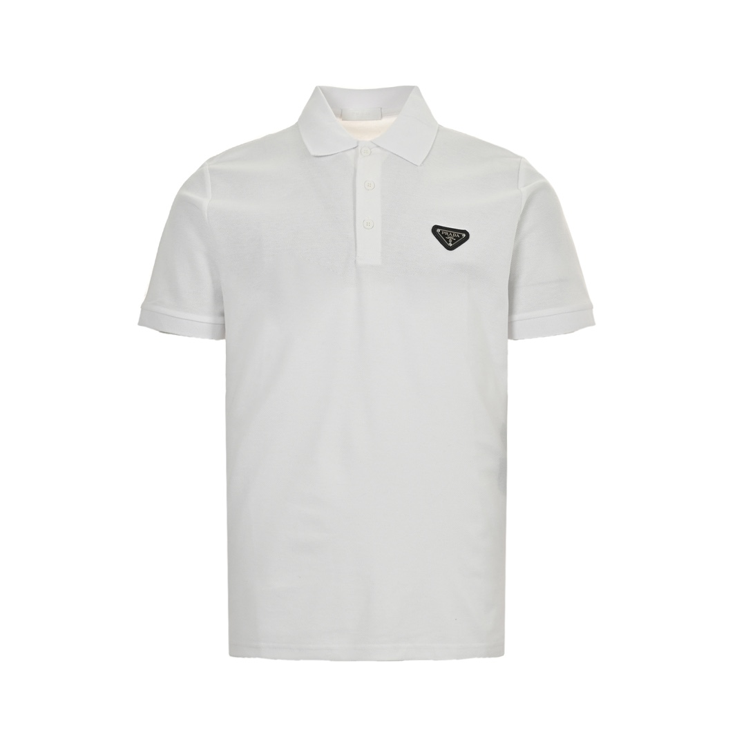 Prada 24ss hem logo triangle logo Polo short sleeve