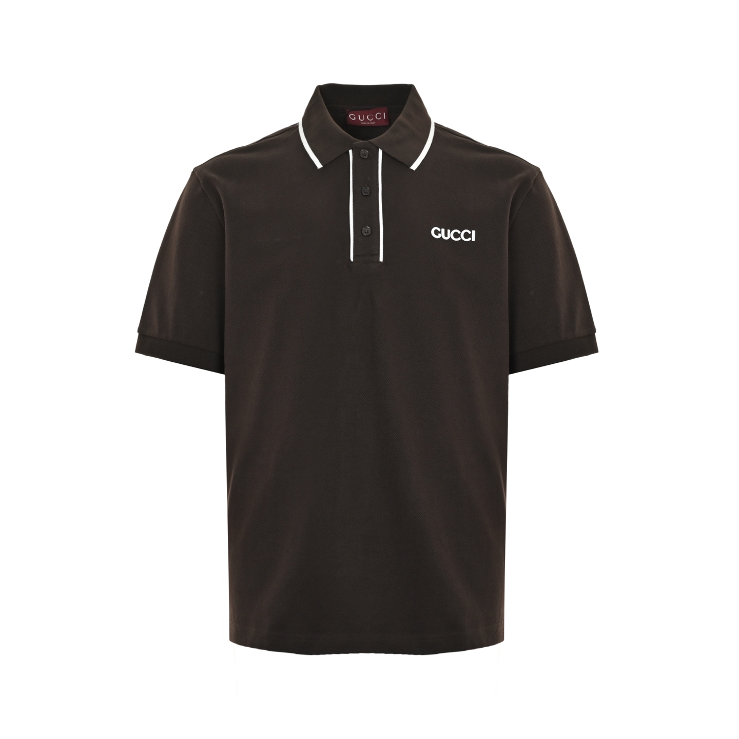 Gucci 25ss contrast color collar lettering laser embroidered Polo short sleeve