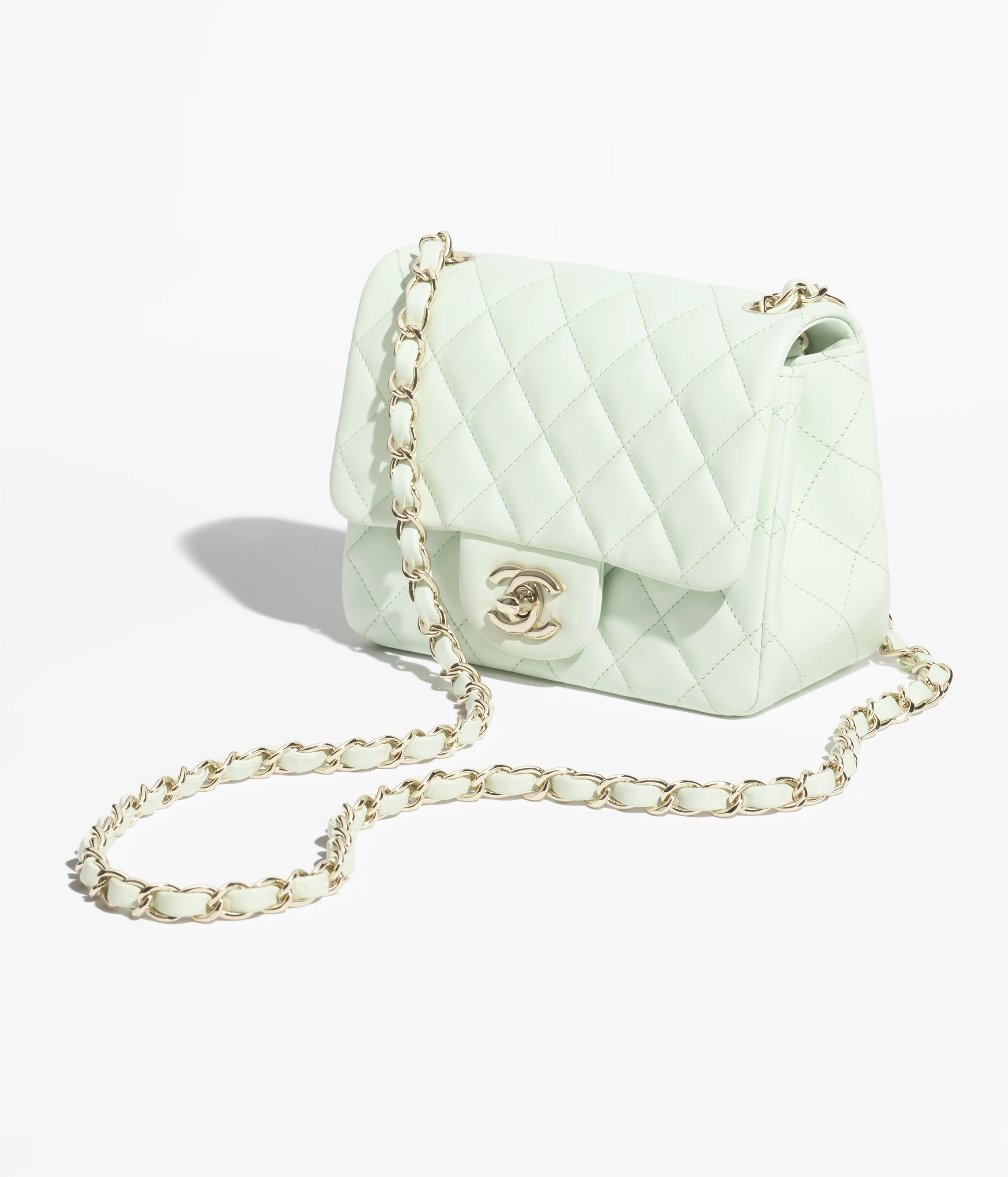 Chanel Mini Classic Bag Lambskin & Gold Metal Light Green A35200-Y04059-NAGER