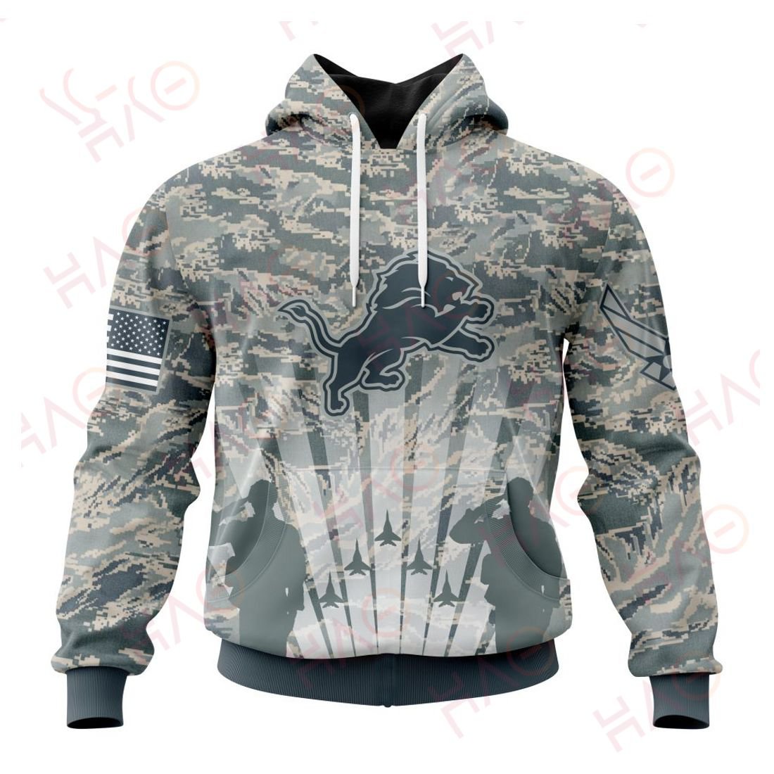 DETROIT LIONS 3D HOODIE US AIR FORCE