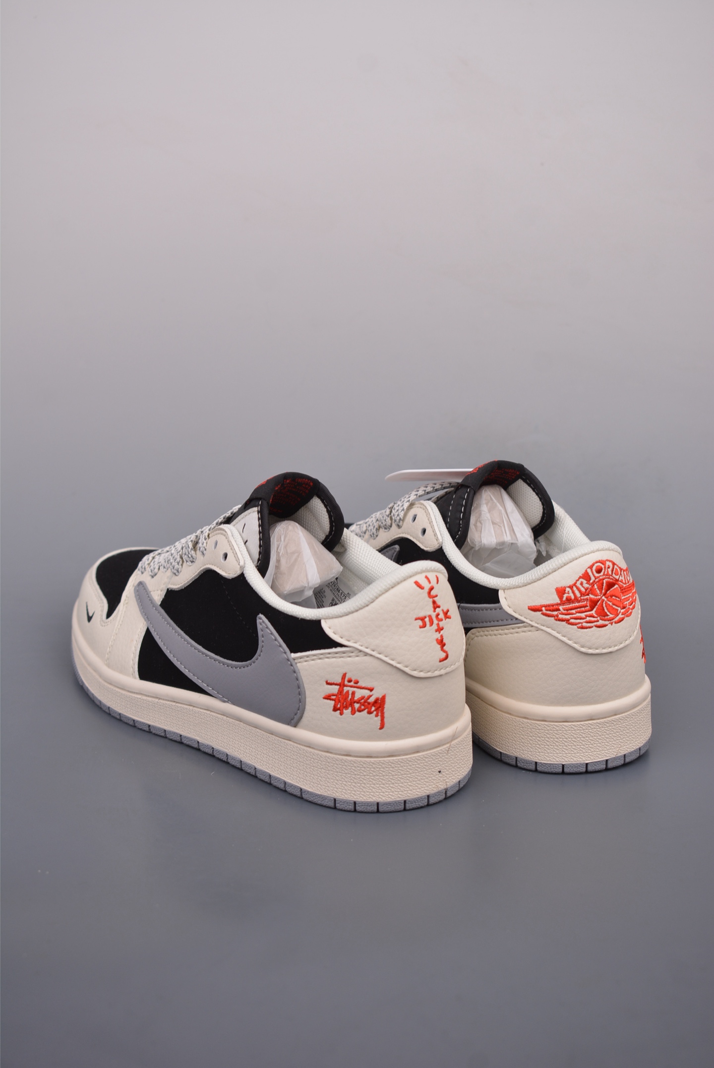 Stussy x Travis Scott x Nike Air Jordan 1 Low OG Beige Black and Gray XZ6188-575