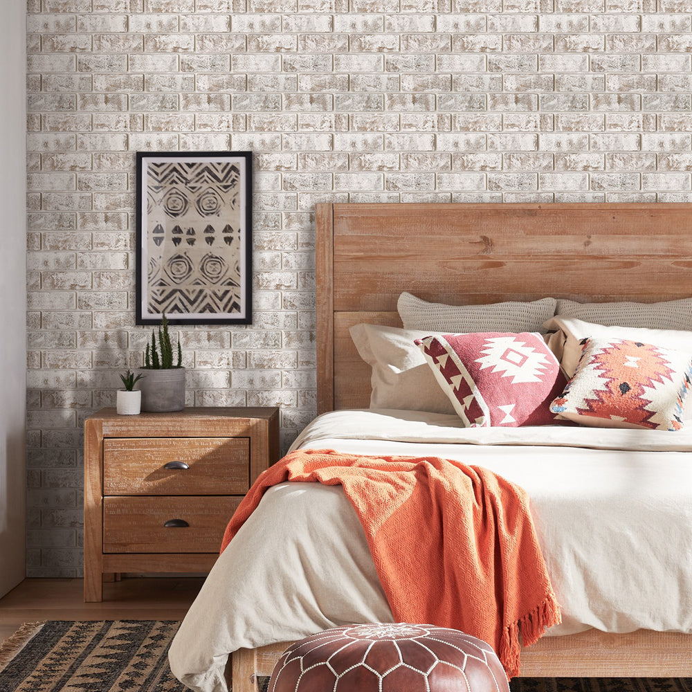 3D Whitewash Faux Brick Peel and Stick Wall Tile