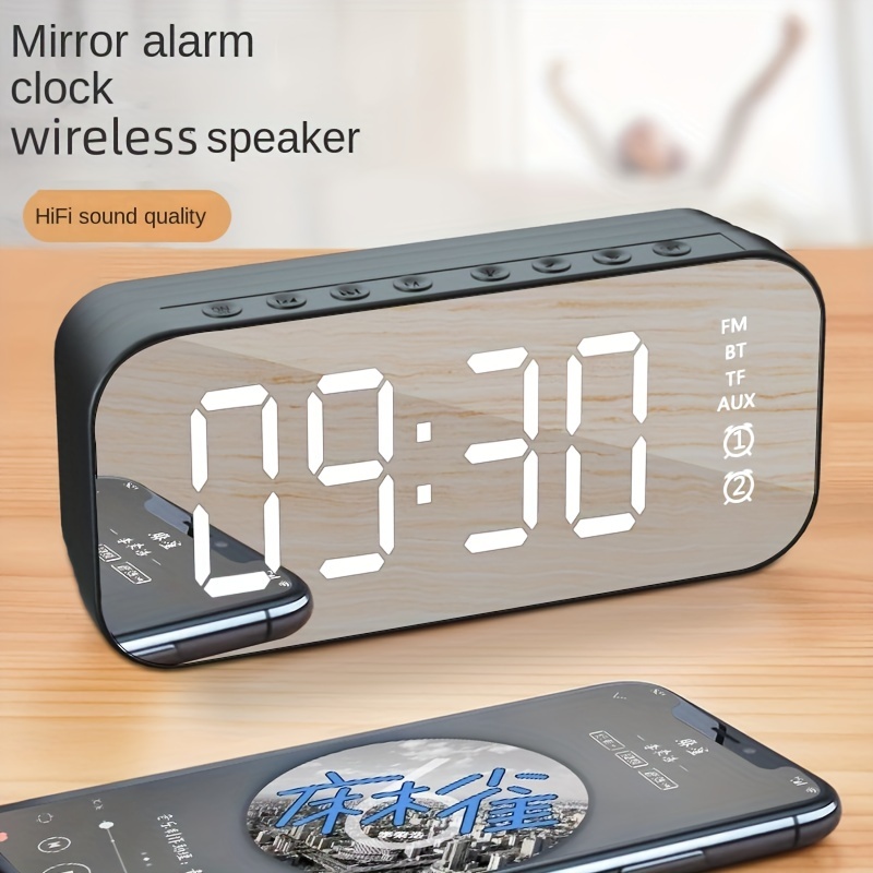 5.0 Burst Wireless Speakers 47244.09inch/Ah New Mini Home Small Mirror Sound Remote Alarm Clock Smart Speakers