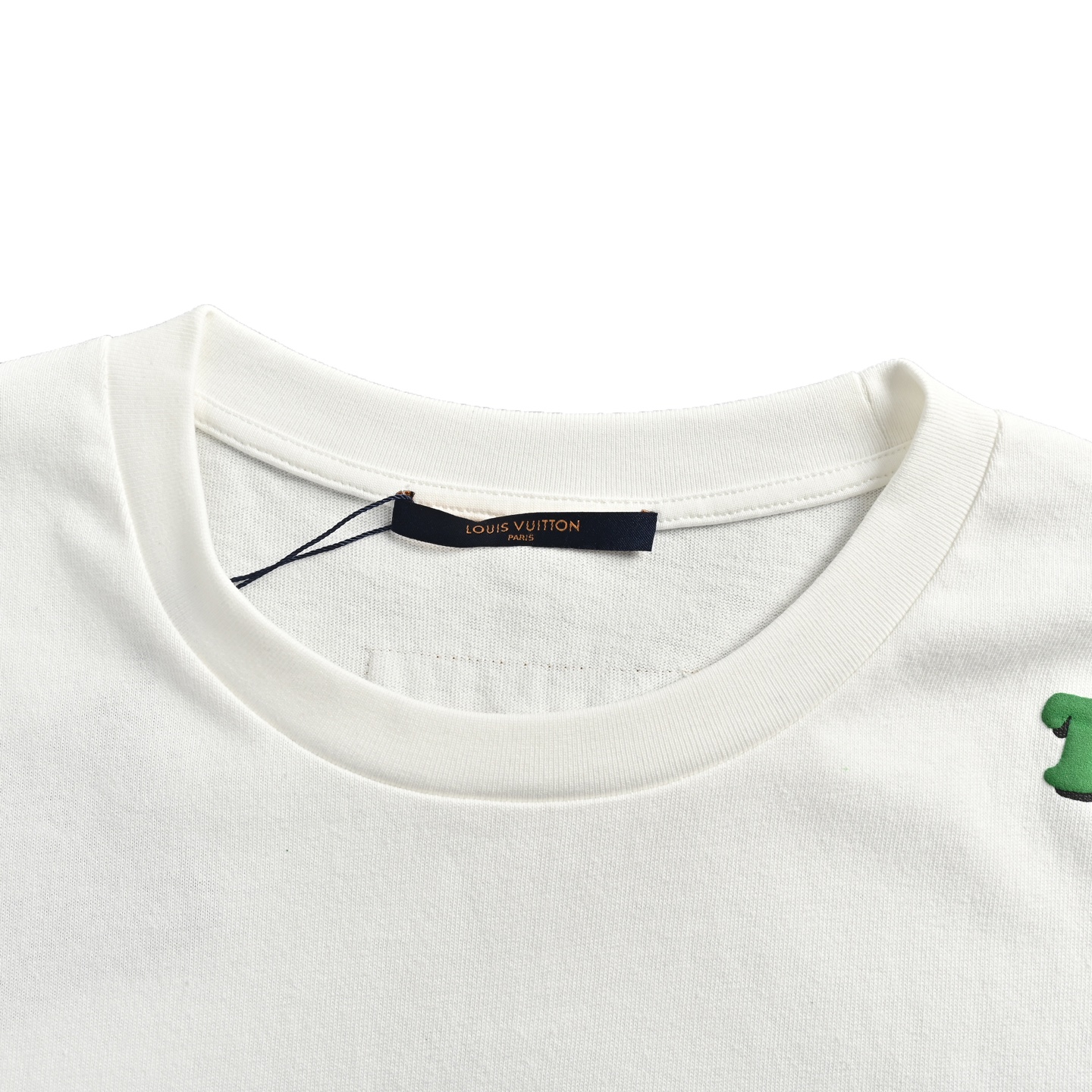 Louis Vuitton Green Foam Lettering Round Neck Short Sleeve