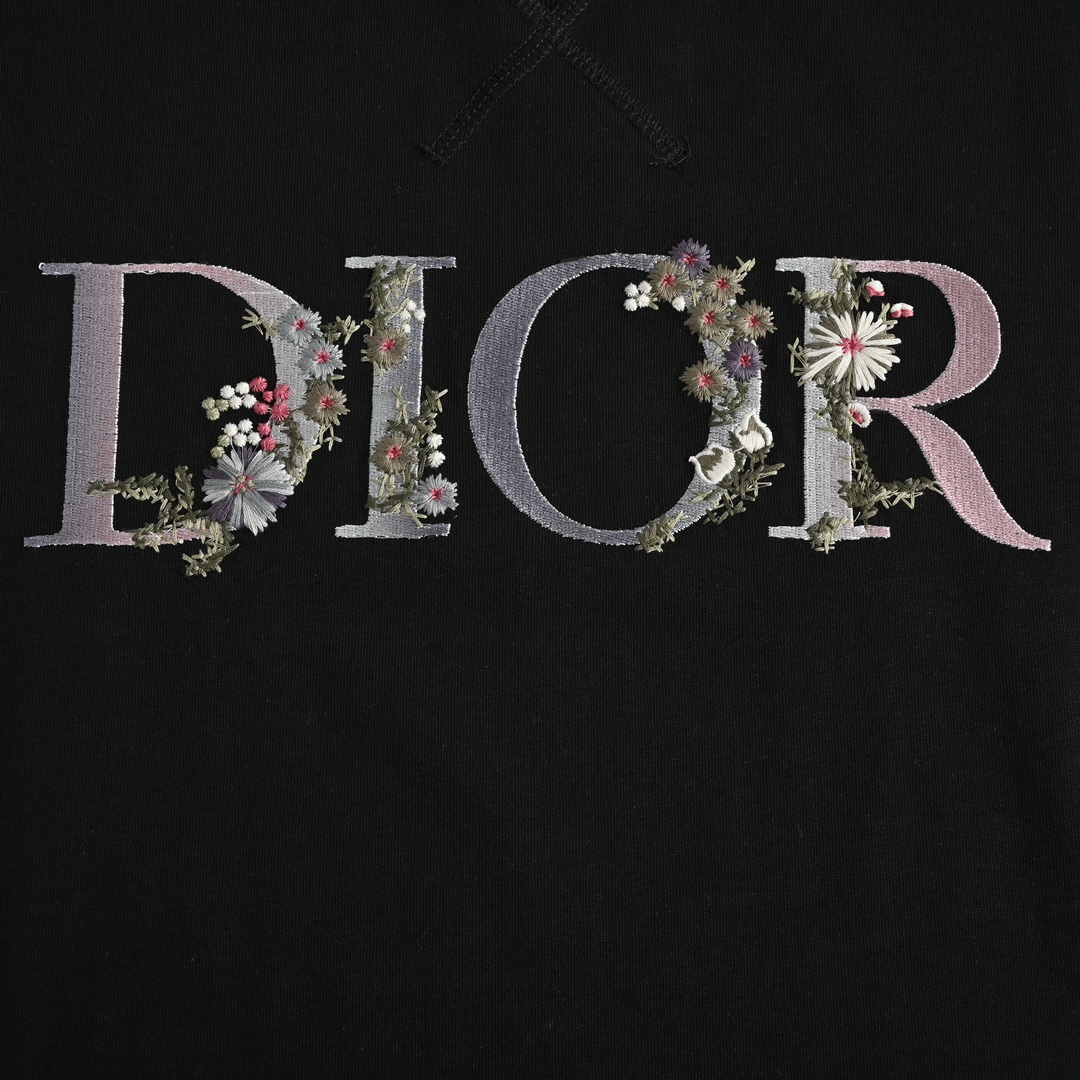 Dior 22ss embroidered floral lettering short sleeve