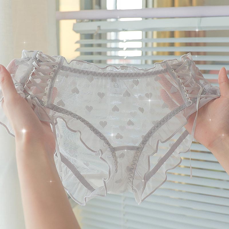 Love Heart Lace Up Mesh Panty