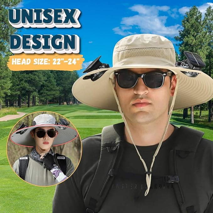 🔥Buy 2 Free Shipping-Outdoor Wide Brim Sun Hat with 2 Solar Fan -Solar & USB Charging