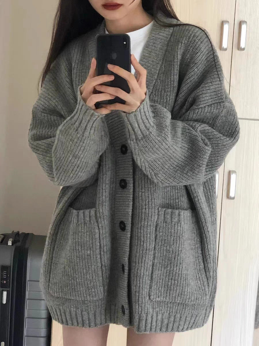 Women's Loose-Fit Knitted Cardigan Sweater Coat