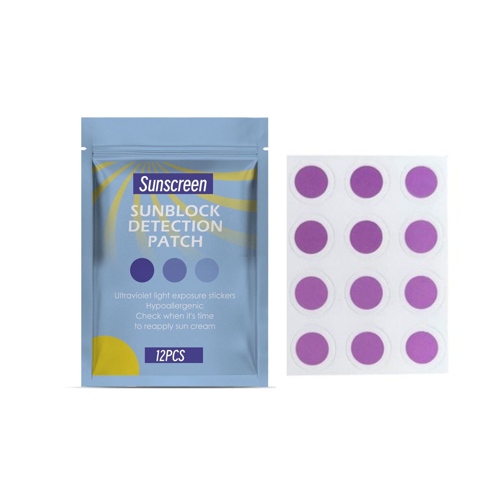 UV Stickers for Sunscreen 12-Pack (Know When to re-Apply Sunscreen)
