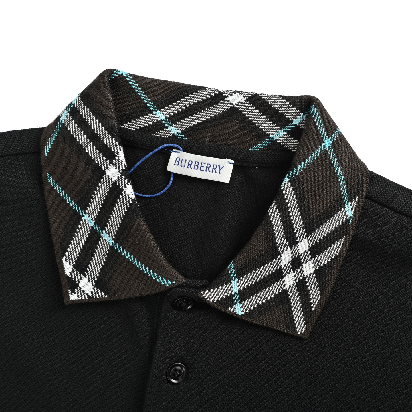 Burberry 25ss check collar Polo short sleeve