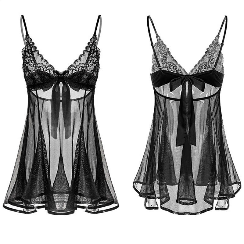Lace See-through Split Lingerie Dress