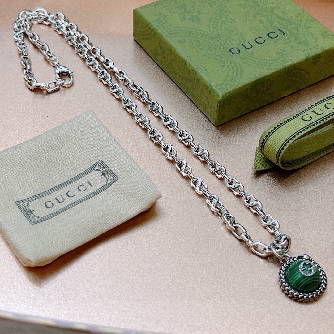 Gucci Anger Forest Series Green Planet Chain Necklace