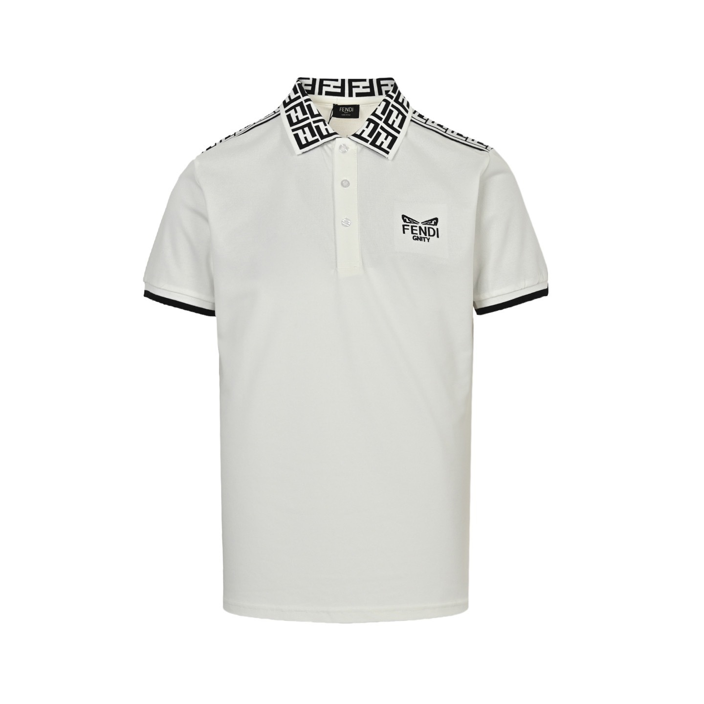 Fendi 25ss embroidered eyes ribbon Polo short sleeve