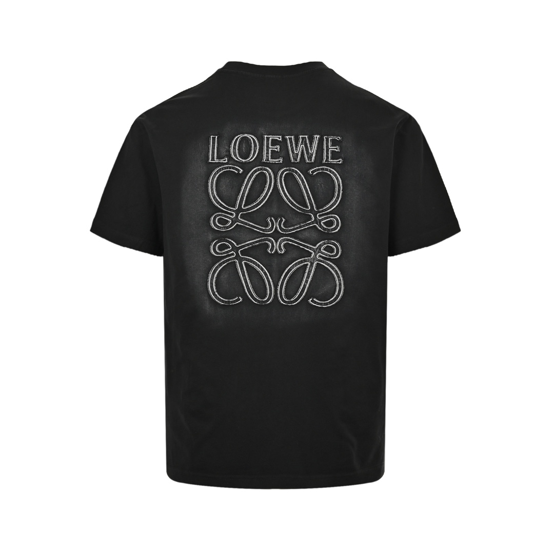 Loewe washed letter embroidered round neck short sleeves