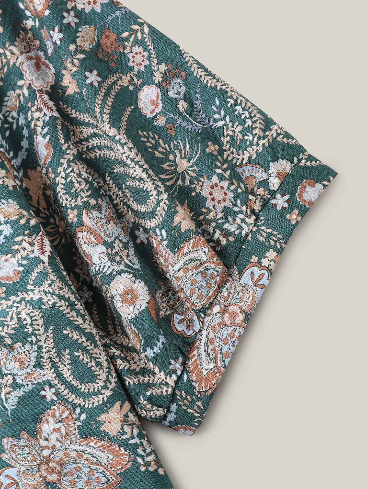 Paisley Print Button Placket Blouse