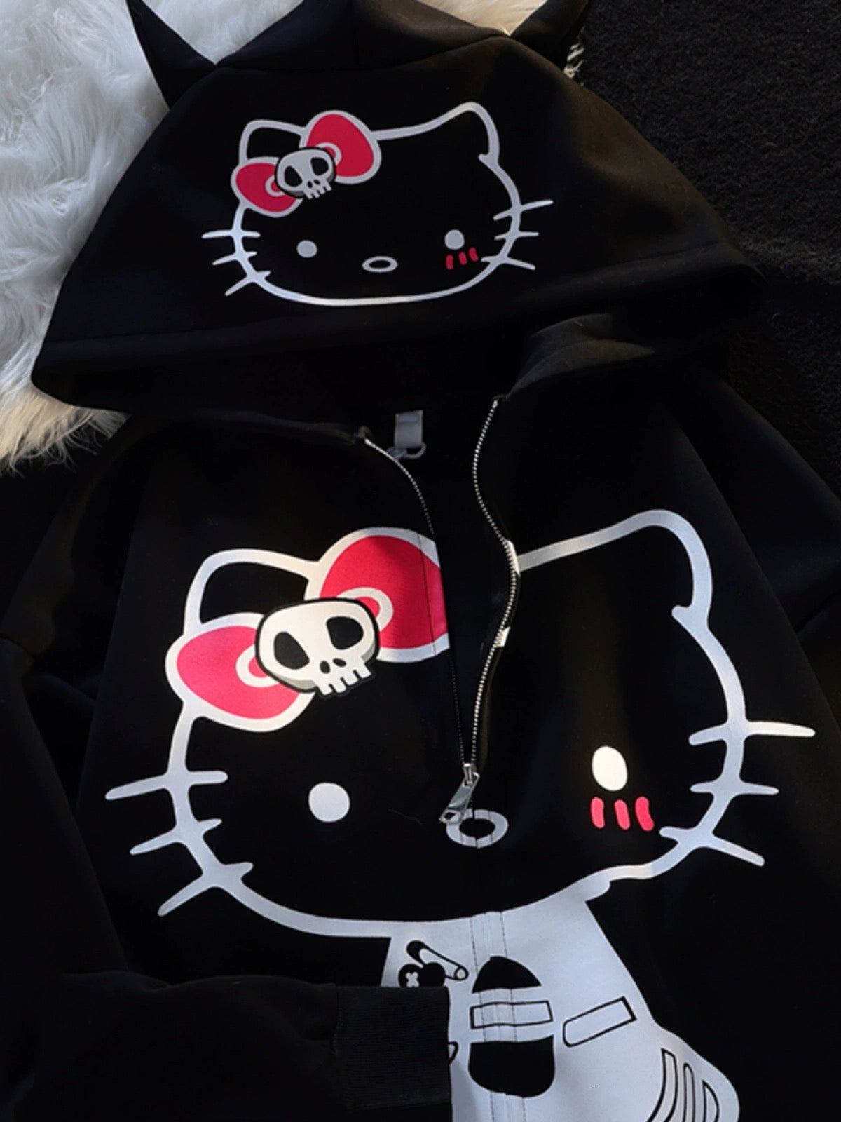 KT Hoodies Fall Jacket Oversized Sweatshirts Casual Drawstring Zip Up Y2K Hoodie with Pocket