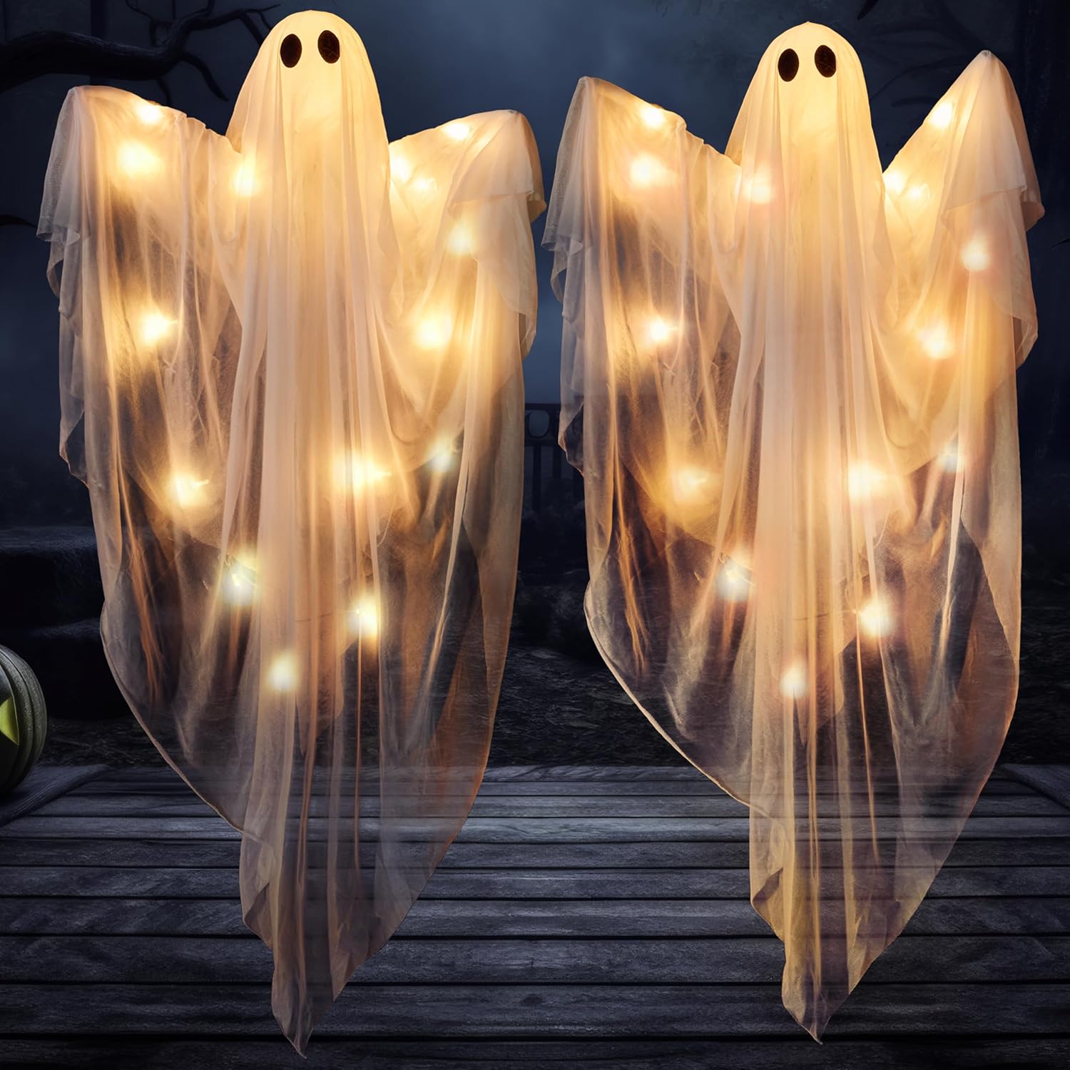 👻👻47” Halloween Light up Hanging Ghost Decoration Outdoor with  LED Light