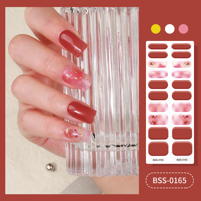 HOT SALE🔥Semicured UV Gel Nail Sticker Kit, Set Of 20-22 Pcs Nail Wraps