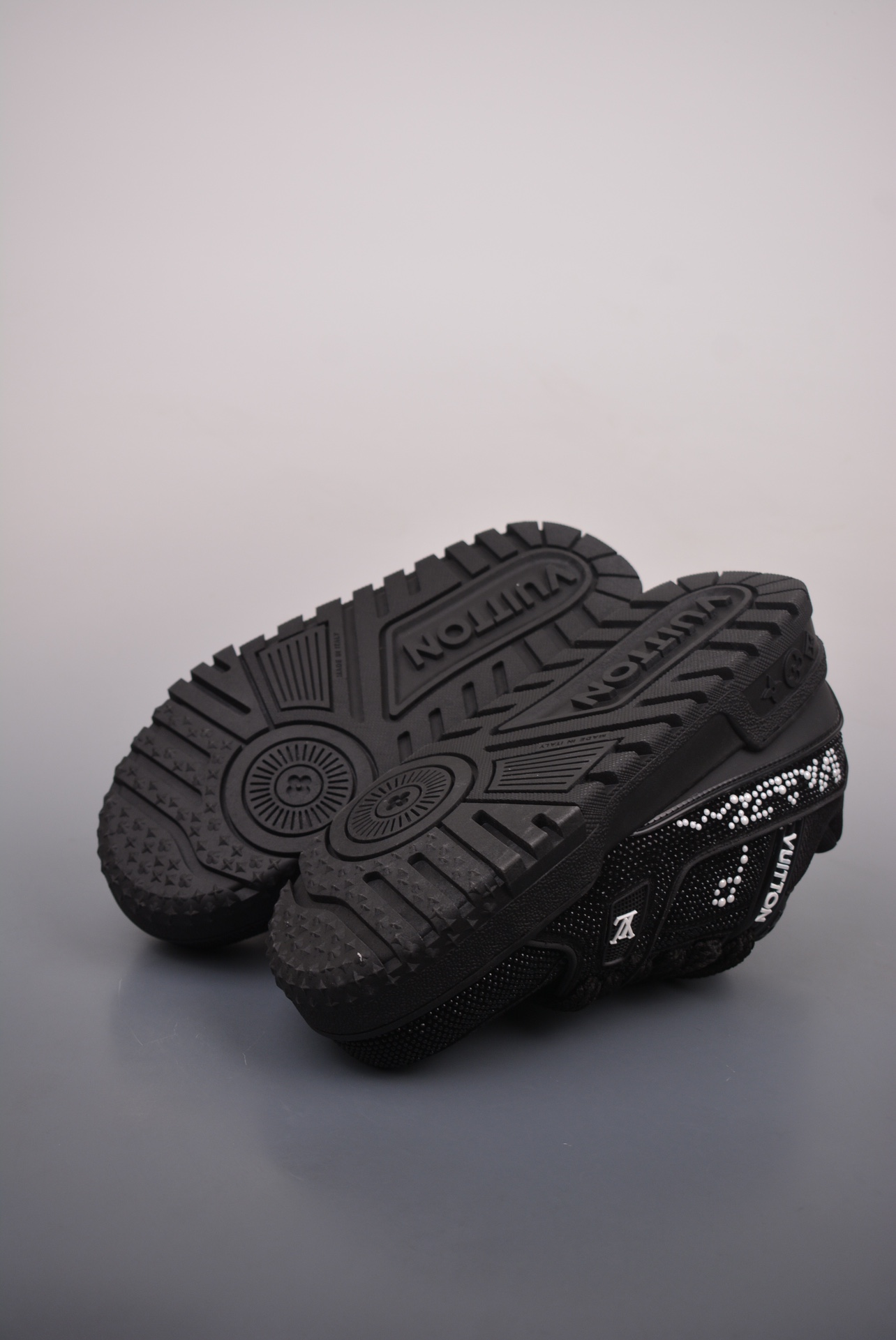 Louis Vuitton Trainer Maxi Low Sneaker Black and White Diamonds