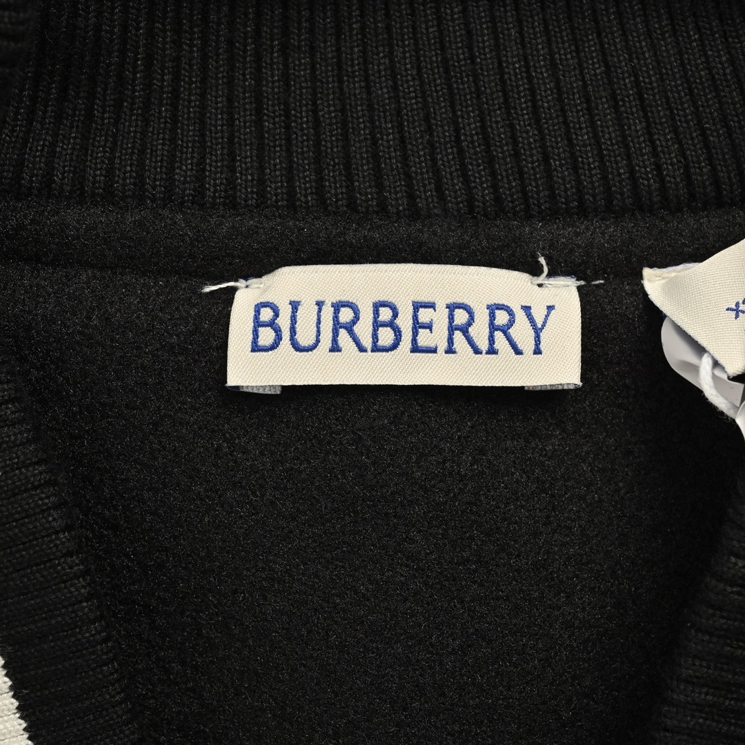 Burberry 24Fw flocked letter embroidery patchwork baseball jacket coat
