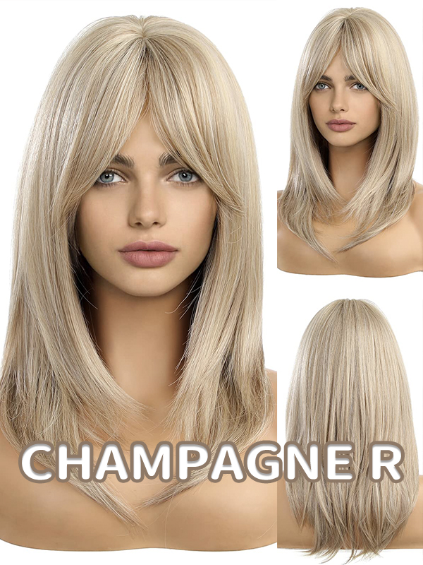 Layer Blended Curtain Bangs Wig