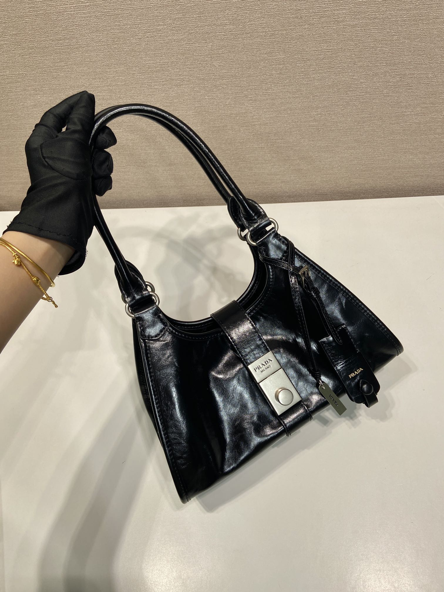 Prada waxed leather mini tote 1BG580