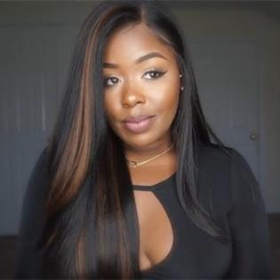 Luna N04 African American Silk Base Long Straight Wig
