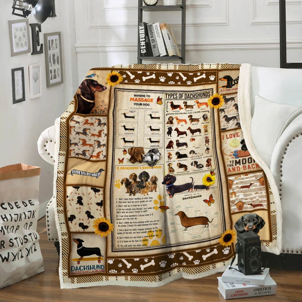 Dachshund Knowledge Sofa Throw Blanket