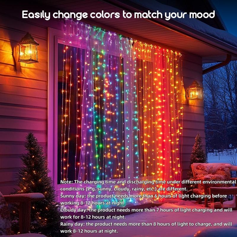 🔥Super Sale - 49% OFF🔥Solar Powered Curtain Light, Waterproof LED String Light with Remote Control