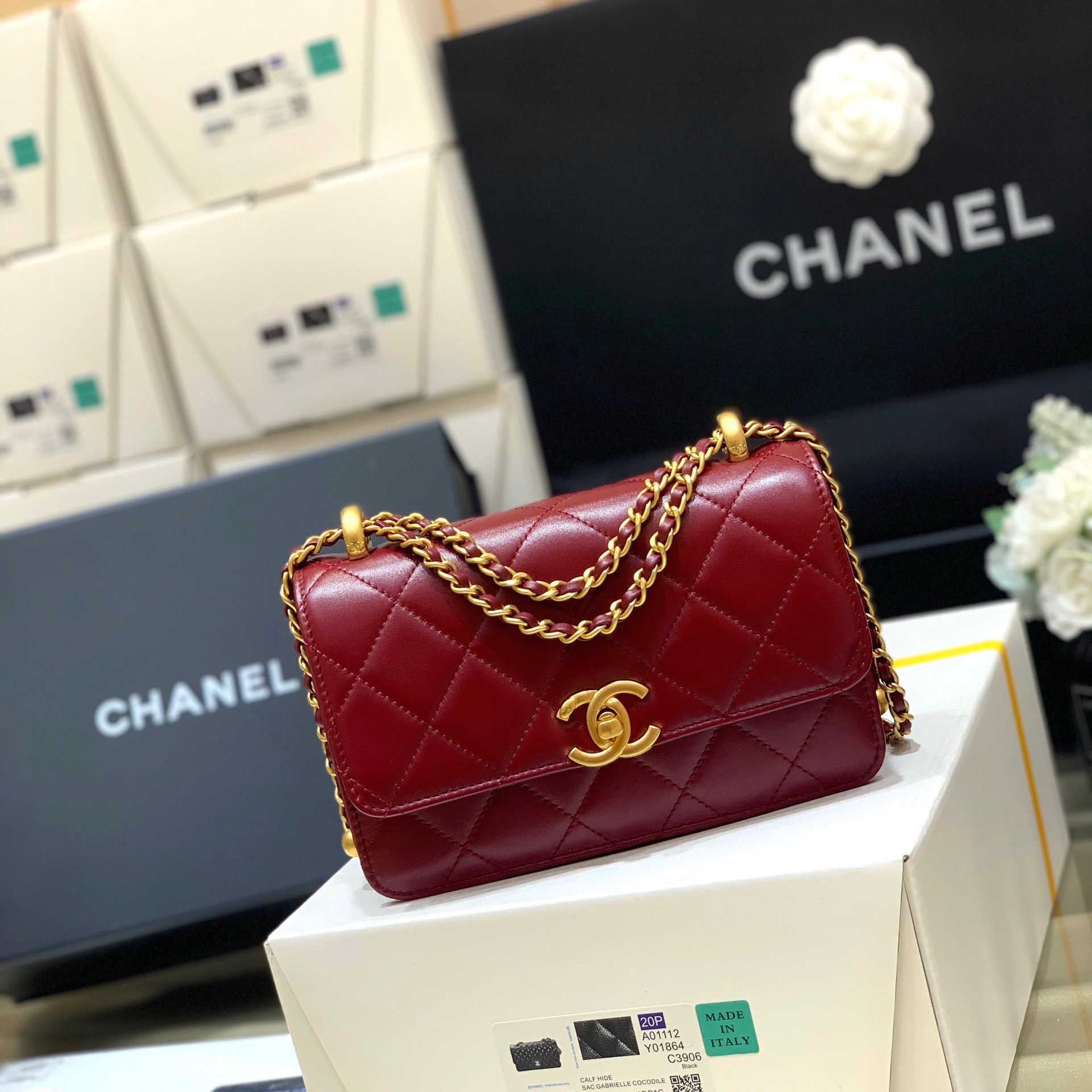 Chanel 2021 Early Fall Haute Couture Collection Double Gold Bead Chain Bag AP2615