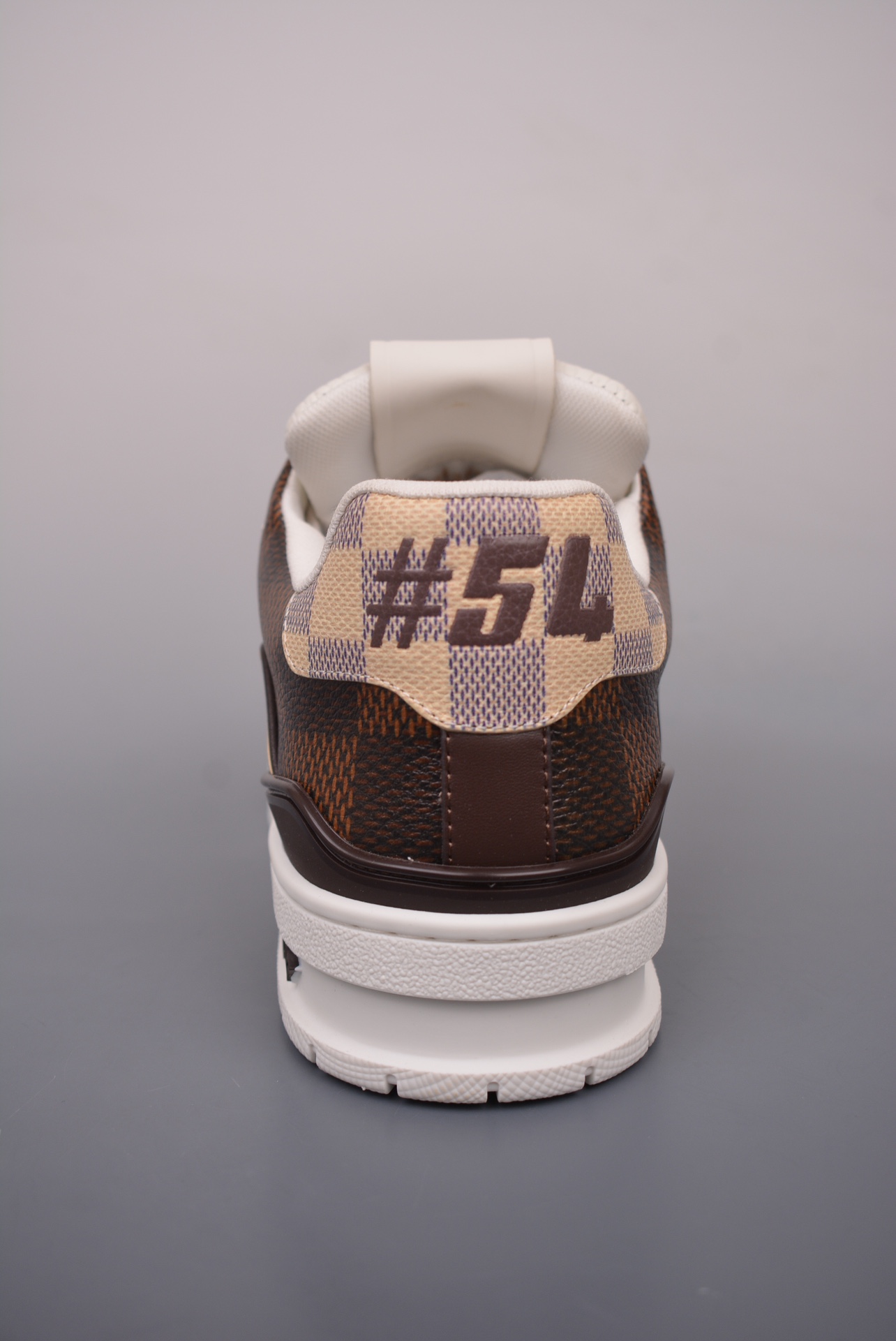 Louis Vuitton Trainer Sneaker Lowv Dark Brown Cream Plaid 1AAST5